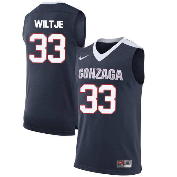 Men #33 Kyle Wiltje Gonzaga Bulldogs College Basketball Jerseys-Navy